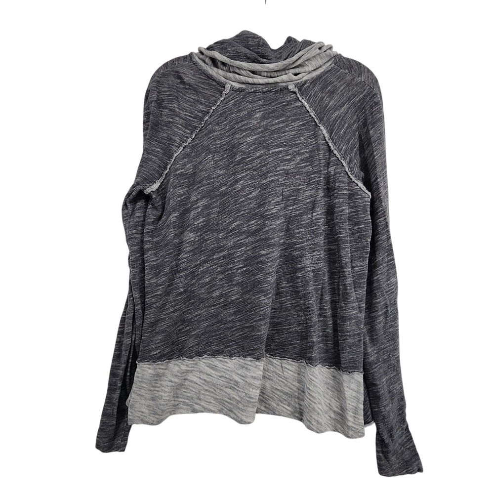 Free People FP Beach XS Gray Space Dye Cowl Neck Pullover Boho Raw Seam Top